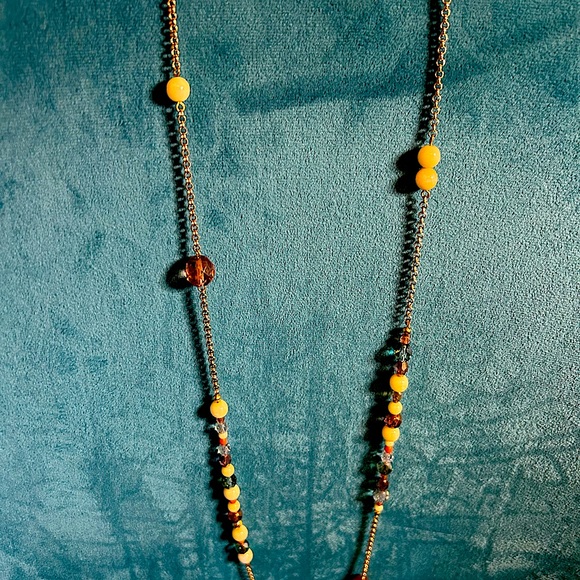 Beaded Gold Chain Necklace - Picture 2 of 3